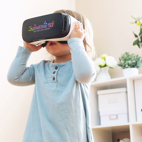 Young girl with VR headset